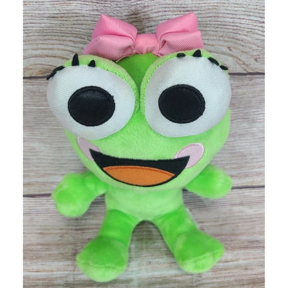 Sweet Frog Frozen Yogurt Plush Green Frog Stuffed Animal Toy Green Pink Bow 7